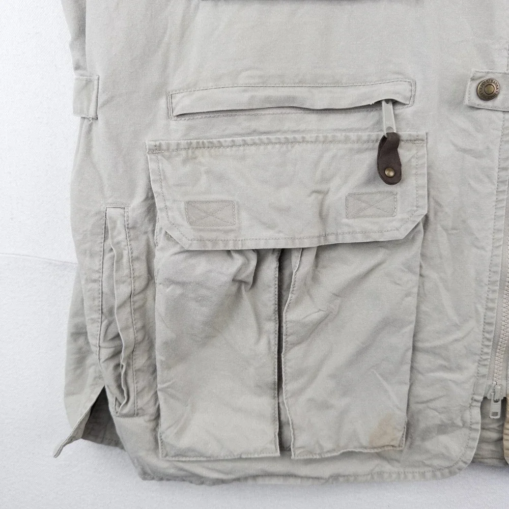 90's Vtg Eddie Bauer Vest Men's 2XLT Beige Fishing Jacket Hunting Cargo *Read